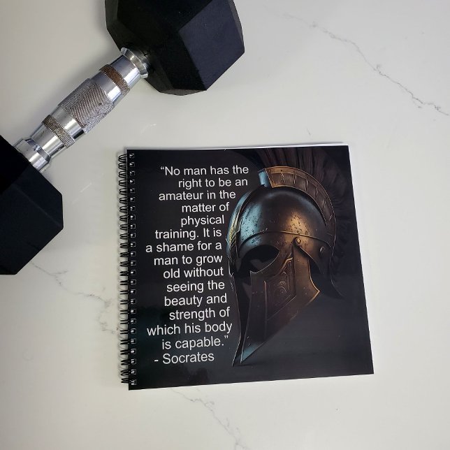Carnet Devis de formation physique Socrates (Actual printed notebook with Socrates quote on front cover.
)