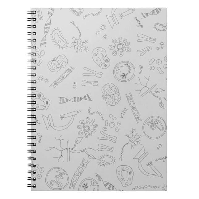 Carnet Diagramme de biologie motif noir gris (Devant)
