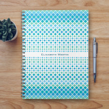 Carnet Diamant Abstrait bleu vert moderne