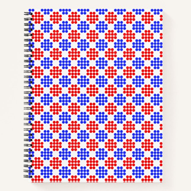 Carnet Diamants à pointes rouges bleus modernes sur blanc (Devant)
