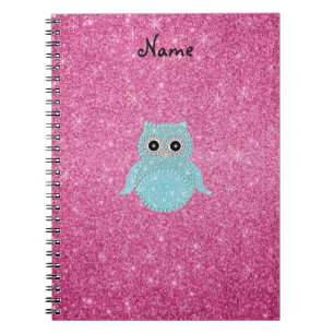 Carnet Diamants bling personnalisés de hibou de nom