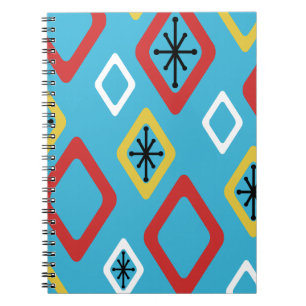 Carnet Diamants du milieu du siècle Bleu Rouge Jaune