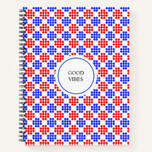 Carnet Diamants modernes bleus et rouges à pois sur cahie
