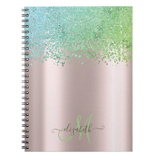 Carnet Diamants verts Monogramme Rose Or (Devant)