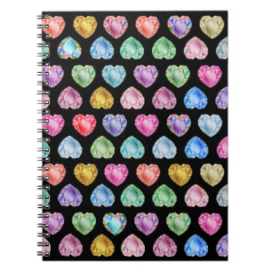Carnet Diamond Heart Aquarelle Motif mignon Pastel Girly