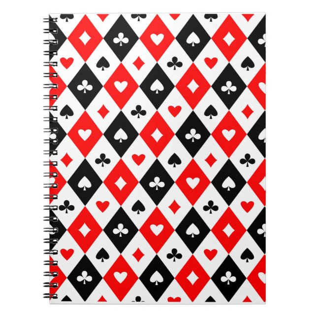 Carnet Diamonds Coeurs Pique Clubs Jouer Cartes Motif (Devant)