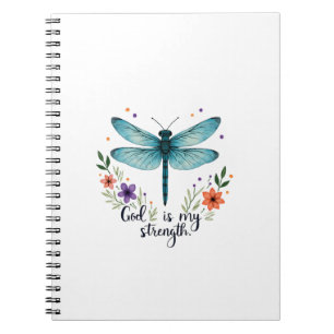 Carnet Dieu est ma force Floral Dragonfly Christian T-Sh