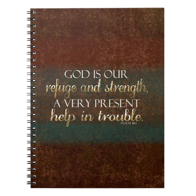 Carnet Dieu est notre Refuge Bible Chrétienne Verse Brown (Devant)
