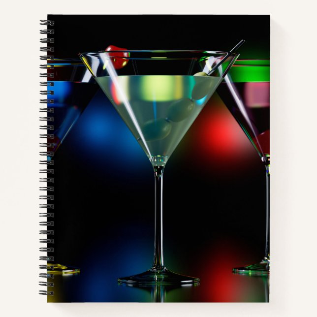 Carnet Différents cocktails dans des lunettes à martini é (Devant)