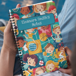 Carnet Différents personnages mignons de sports rentrent