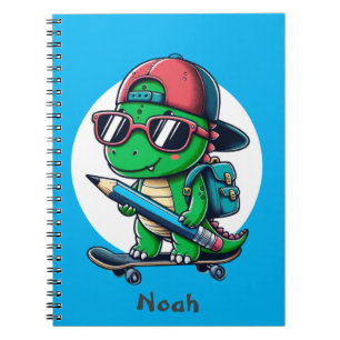 Carnet Dinosaur Skateboard personnalisable pour en