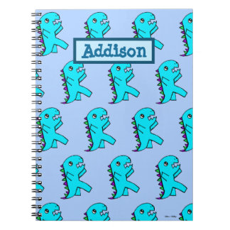 Carnet Dinosaure Bleu Cute Personnalisé