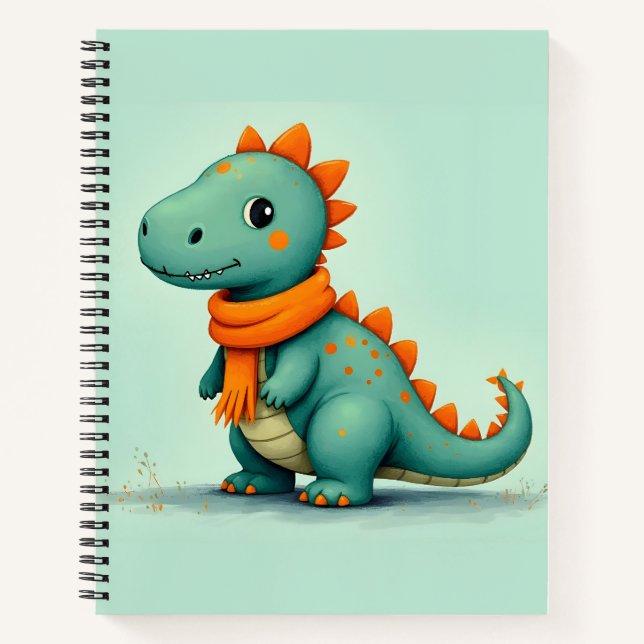 Carnet Dinosaure mignon portant une écusson orange (Devant)