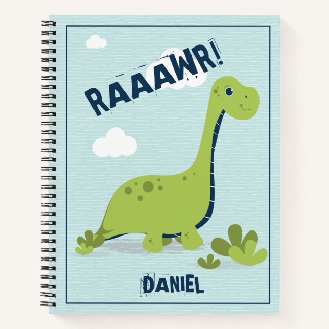 Carnet Dinosaure personnalisé mignon (Devant)