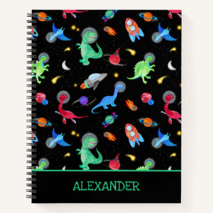 Carnet Dinosaures astronautes à l'aquarelle dans l'espace