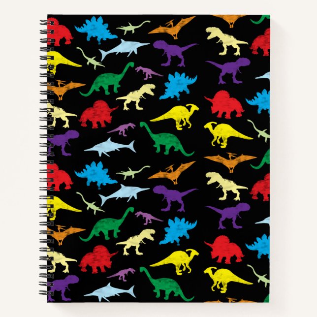Carnet Dinosaures colorés Aquarelle Enfants Motif Noteboo (Devant)