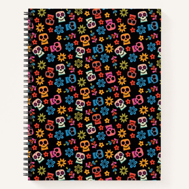 Carnet Disney Pixar Coco | Crâne de sucre et motif floral (Devant)