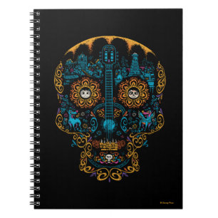 Carnet Disney Pixar Coco Guitare ornée colorée au crâne