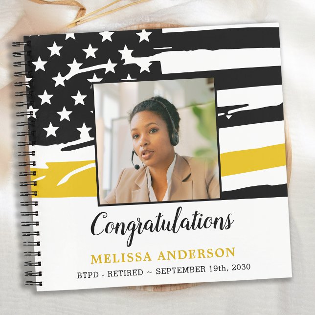 Carnet Dispatcher Retirement Thin Gold Line Photo Invité (Créateur téléchargé)