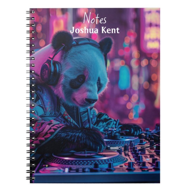 Carnet DJ Panda avec écouteurs (Devant)