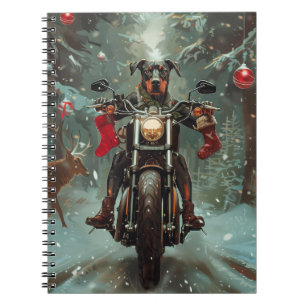 Carnet Doberman Chien équitation Moto Noël