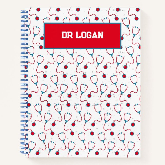 Carnet Docteur nom personnalisé stethoscope cadeau médica (Devant)