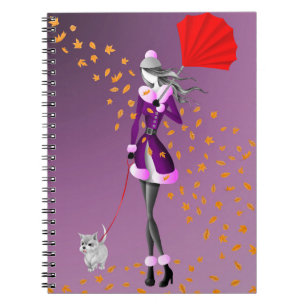 Carnet Dog Walker Automne Feuilles pourpres