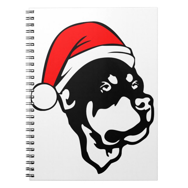 Carnet Doigt Rottweiler portant le chapeau de Noël rouge (Devant)