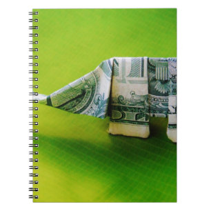 Carnet Dollar facture origami éléphant sur arrière - plan