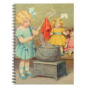 Carnet Dolly Lave fille Vintage Jouer Poupées mignonne