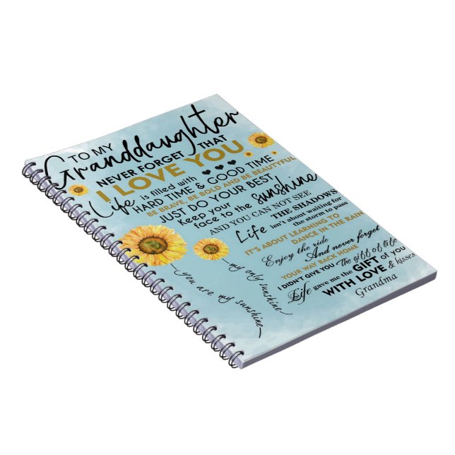 Carnet Don De Tournesol À Ma Petite-Fille (Côté Droit)