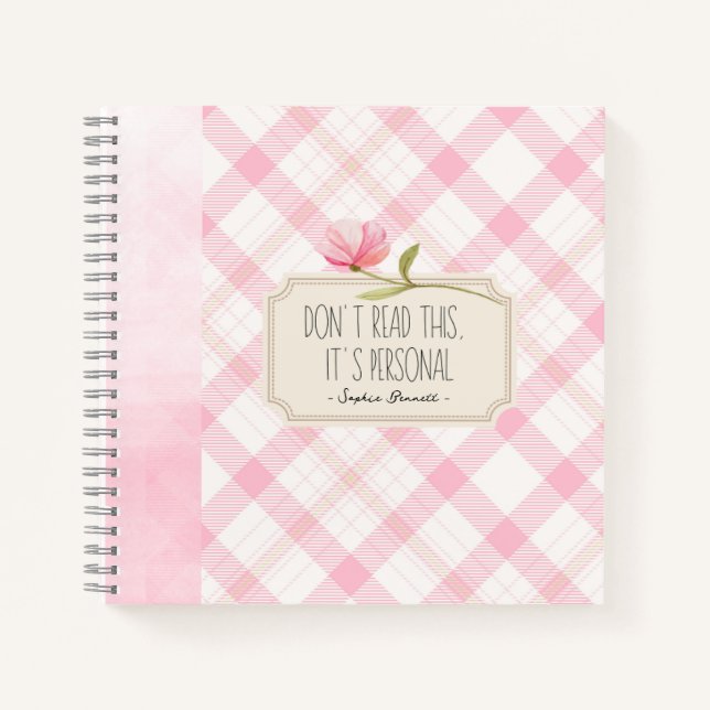 Carnet Don't Read This, It's Personal – Cute Pink Floral (Devant)