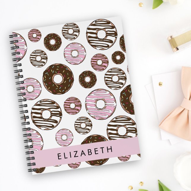 Carnet Donuts Roses, Donuts Brown, Sprinkings, Votre Nom (Créateur téléchargé)