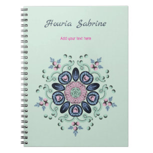 Carnet Doodle de mandala floral turquoise rose moderne