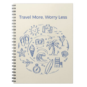 Carnet Doodle de voyage d'été bleu dessiné à la main