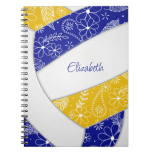 Carnet doodle floral bleu or boho volleyball