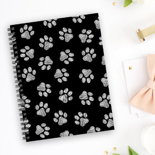 Carnet Doodle Paws, pattes de chien, pattes blanches