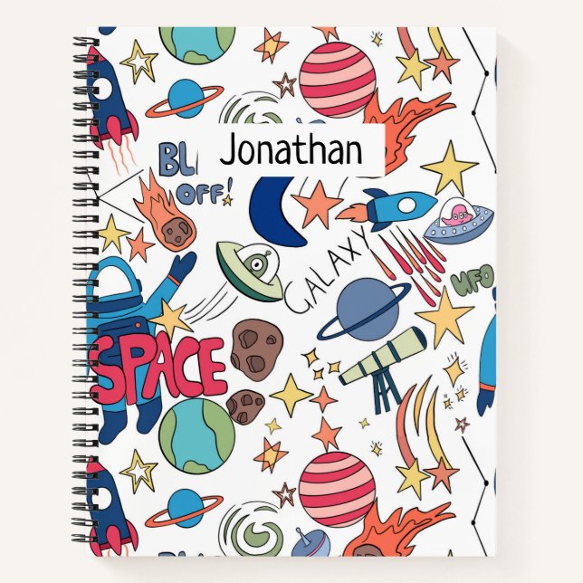 Carnet Doodle Thématique Espace Pour Enfants Nom Personna (Devant)
