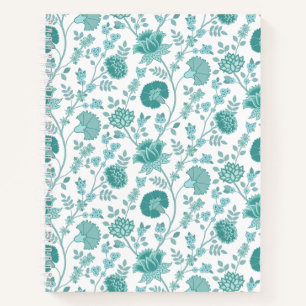 Carnet Dos de motifs floraux jacobéens sur blanc