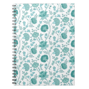 Carnet Dos de motifs floraux jacobéens sur blanc