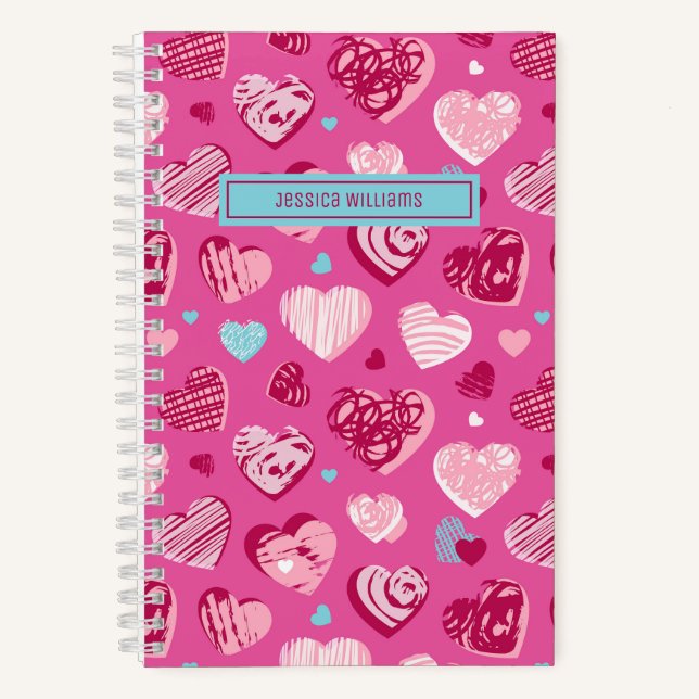 Carnet Douce Love Doodle Sweet Heart Motif rose (Recto)