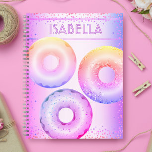 Carnet Doughnut violet rose arc-en-ciel nom de glam parti