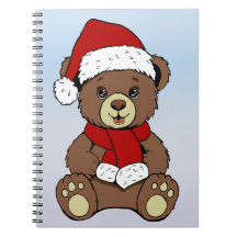 Carnet d'ours en peluche de Noël 6,5 x 8,75 pouces
