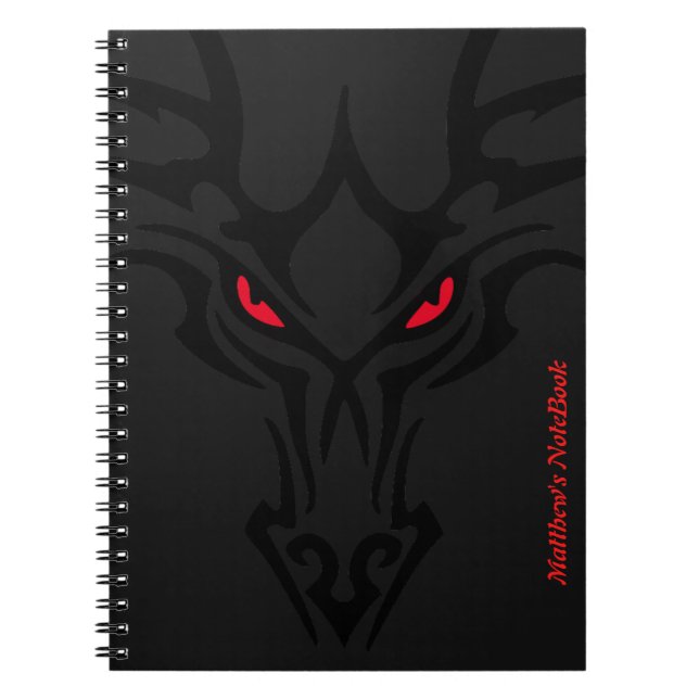 Carnet Dragon Black Dark Scary Red Glower Eyes nom (Devant)