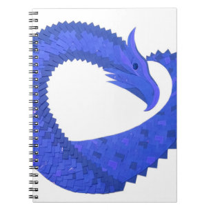 Carnet Dragon de coeur bleu sur blanc