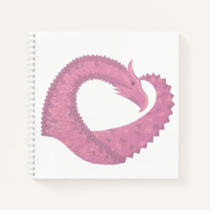 Carnet Dragon de coeur rose sur blanc