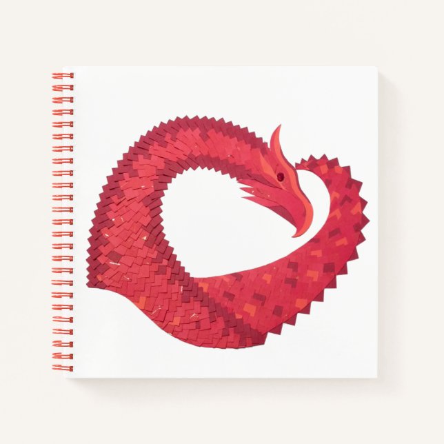 Carnet Dragon de coeur rouge en blanc (Devant)