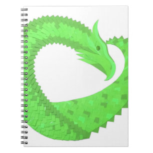 Carnet Dragon de coeur vert citron blanc