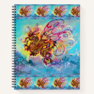 Carnet DRAGON DE MER ENTRE VAGUES Imaginaire Bleu rose  