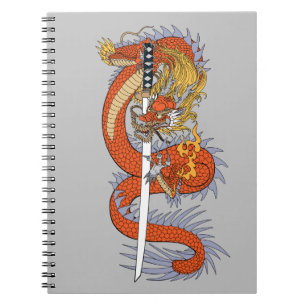 Carnet Dragon japonais avec épicerie T-Shirt en sabre ka